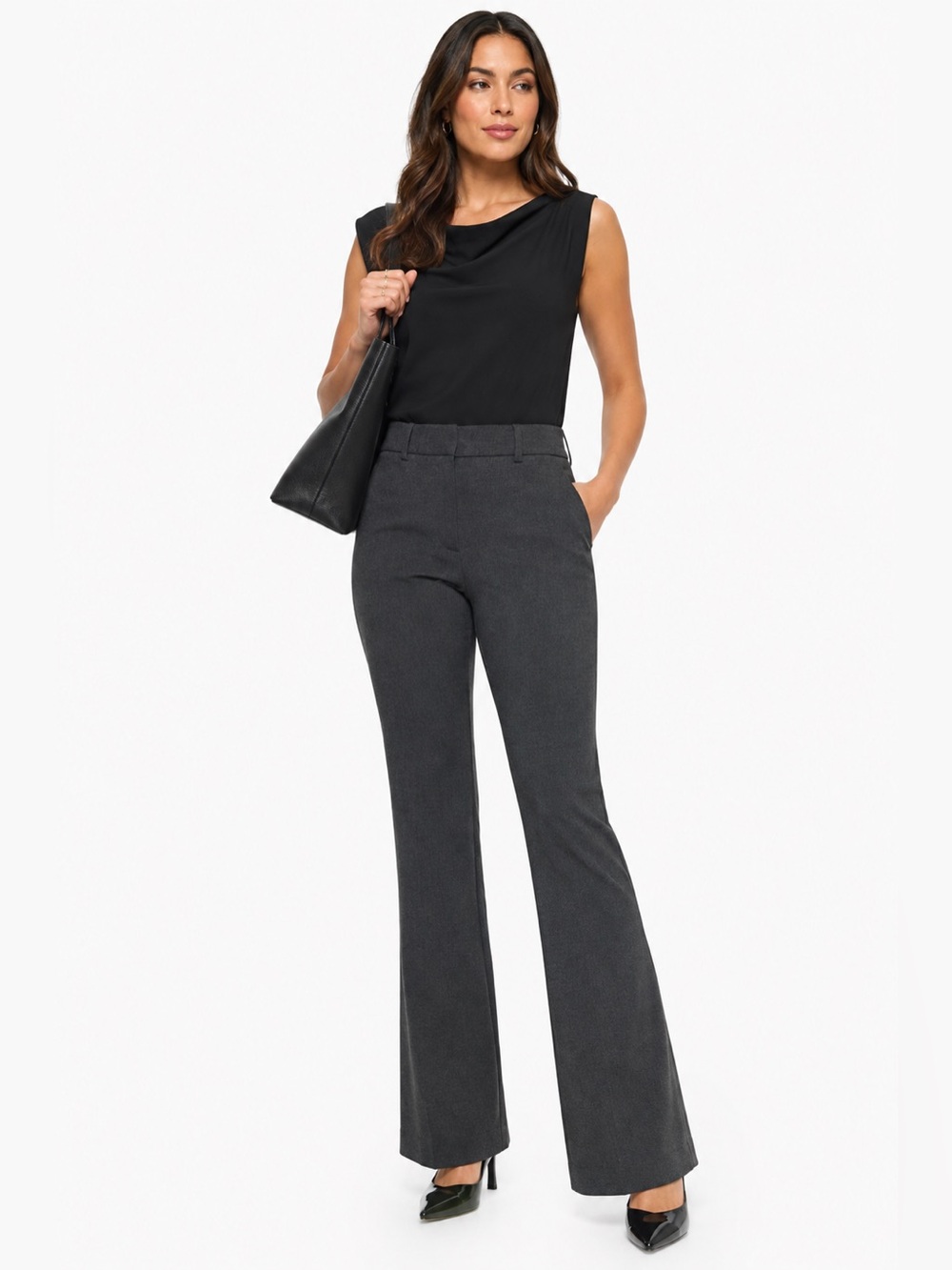Express Pants Womens 6 Columnist Boot High Rise Charcoal Bootcut Dress Pants